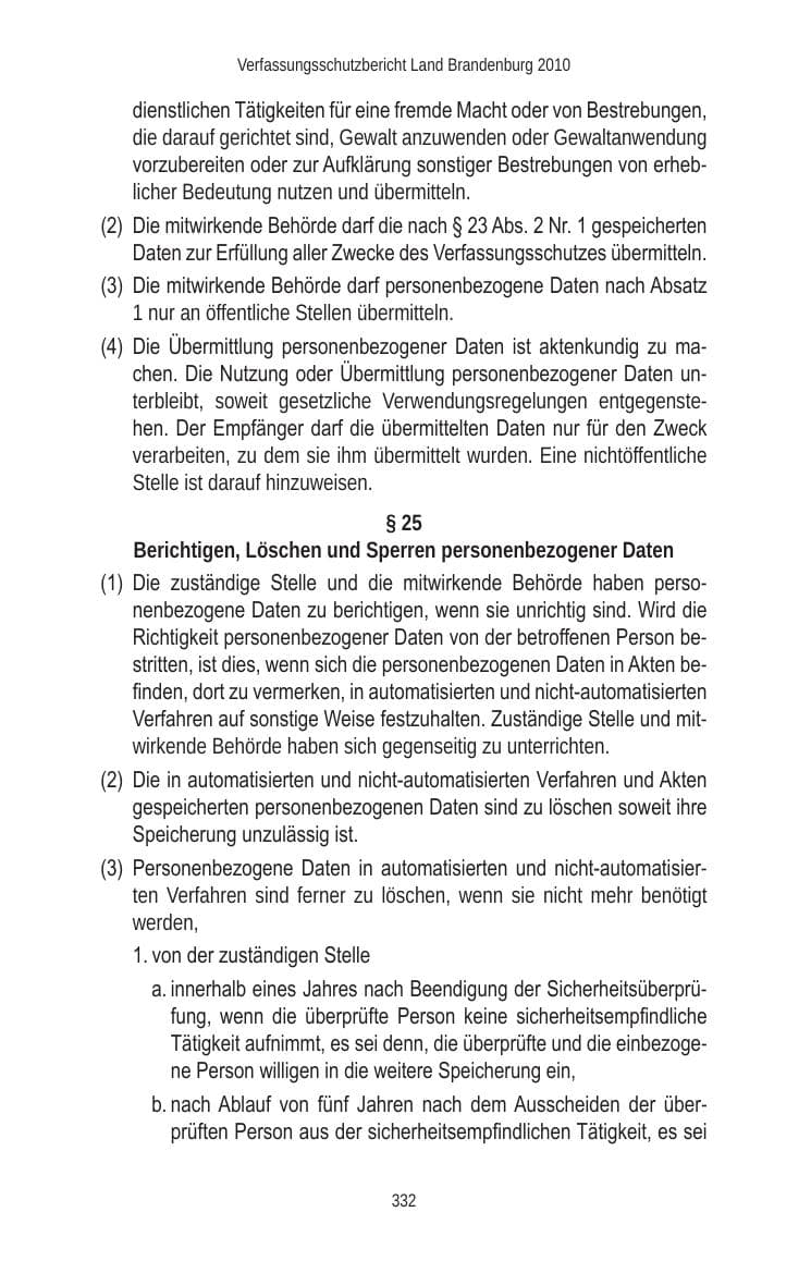Seite 332 des Verfassungsschutzbericht 2010 Brandenburg
