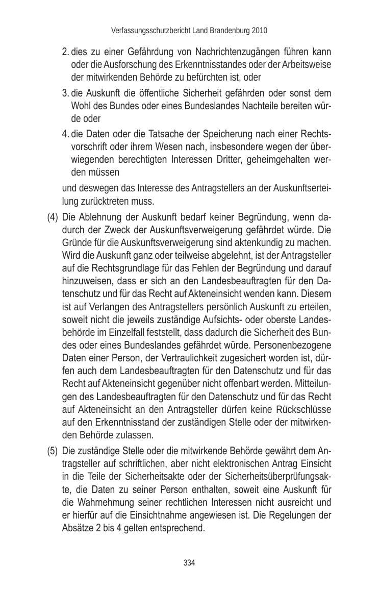 Seite 334 des Verfassungsschutzbericht 2010 Brandenburg