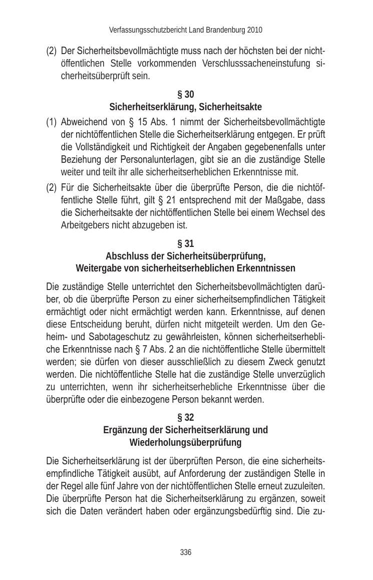 Seite 336 des Verfassungsschutzbericht 2010 Brandenburg