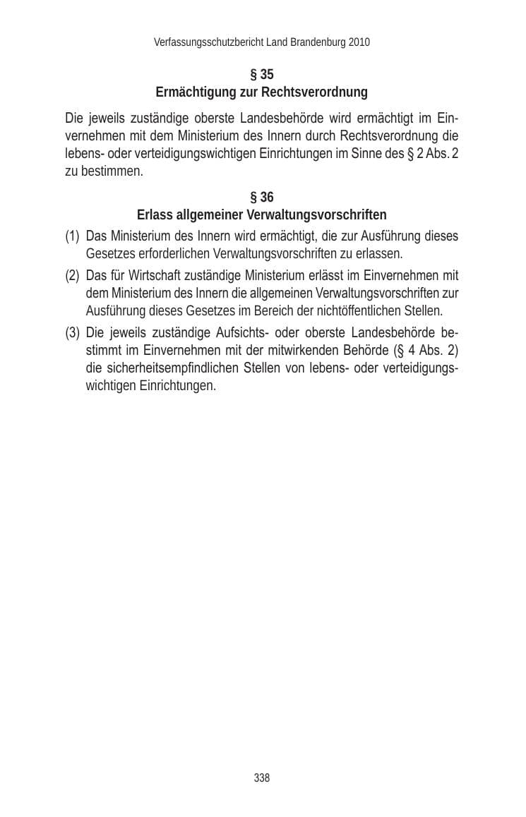 Seite 338 des Verfassungsschutzbericht 2010 Brandenburg