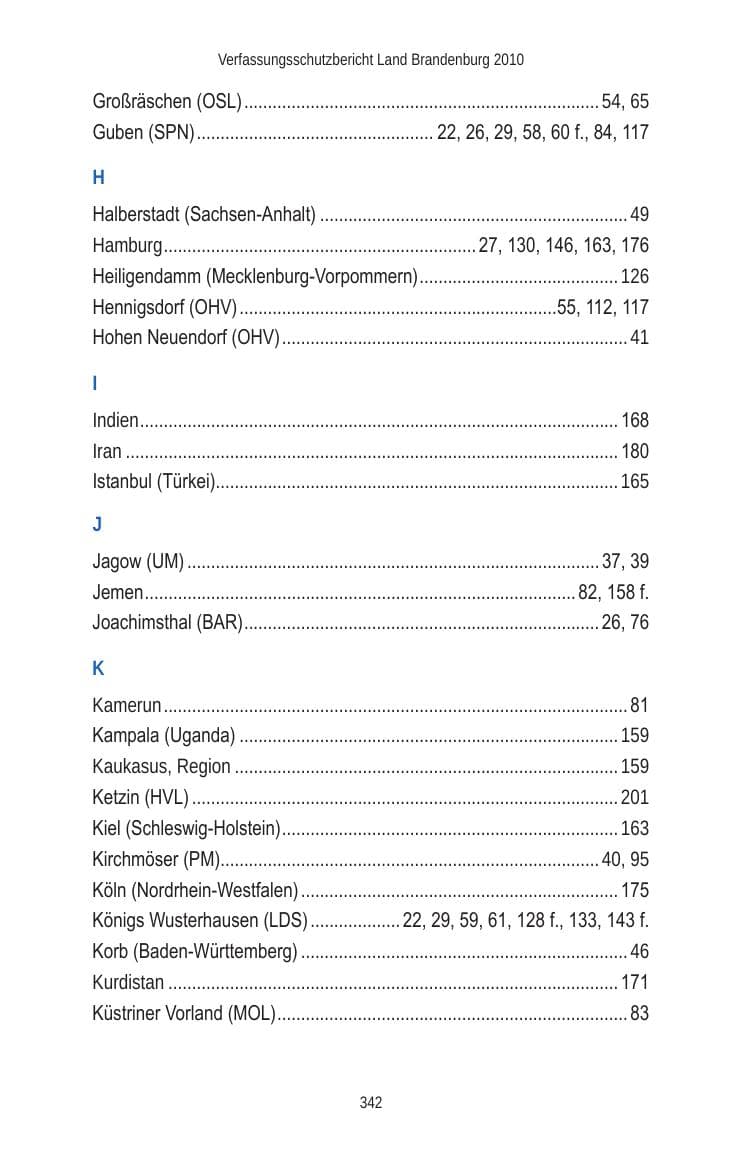 Seite 342 des Verfassungsschutzbericht 2010 Brandenburg