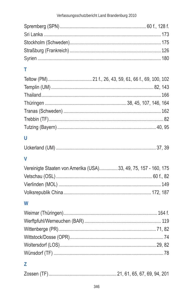 Seite 346 des Verfassungsschutzbericht 2010 Brandenburg