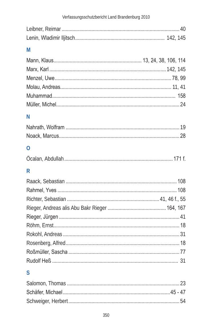 Seite 350 des Verfassungsschutzbericht 2010 Brandenburg