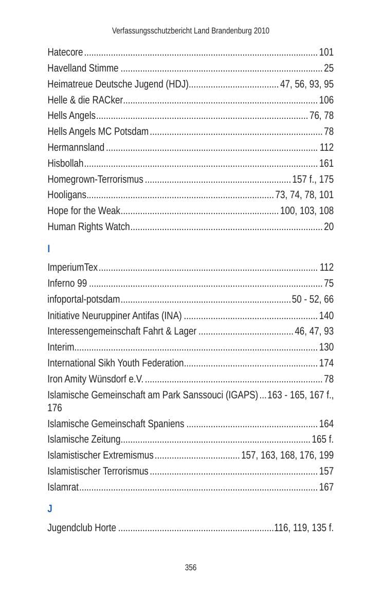 Seite 356 des Verfassungsschutzbericht 2010 Brandenburg