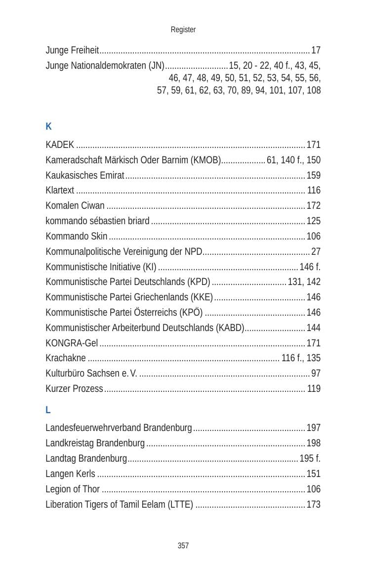 Seite 357 des Verfassungsschutzbericht 2010 Brandenburg