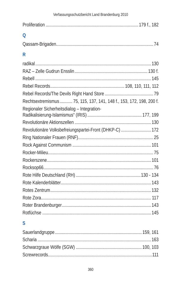 Seite 360 des Verfassungsschutzbericht 2010 Brandenburg