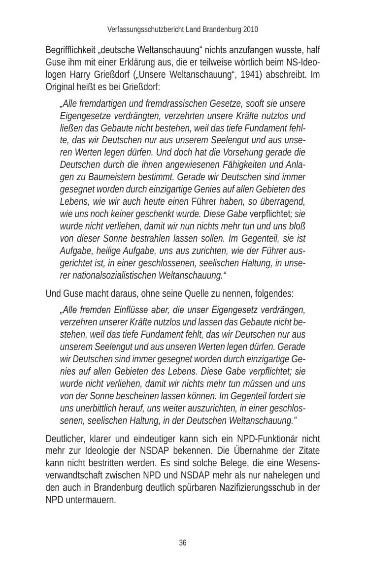 Seite 38 des Verfassungsschutzbericht 2010 Brandenburg