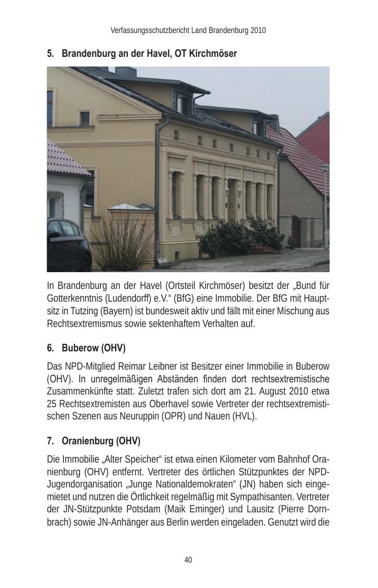 Seite 42 des Verfassungsschutzbericht 2010 Brandenburg