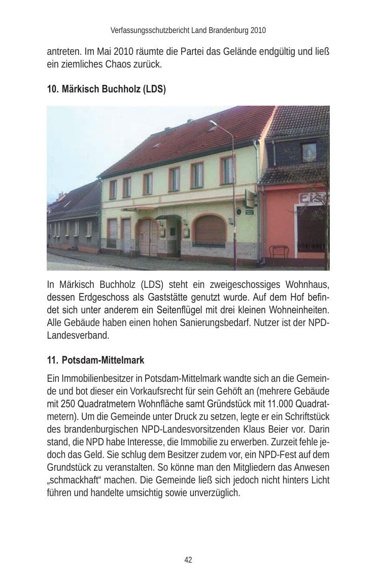 Seite 44 des Verfassungsschutzbericht 2010 Brandenburg