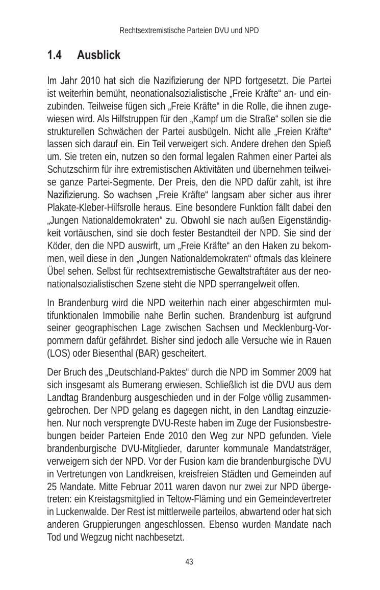 Seite 45 des Verfassungsschutzbericht 2010 Brandenburg