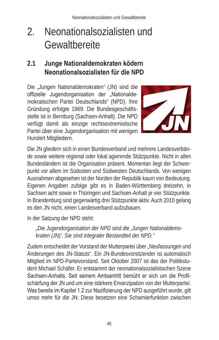 Seite 47 des Verfassungsschutzbericht 2010 Brandenburg