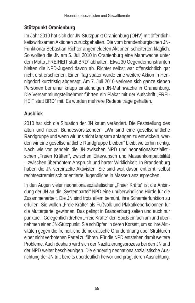 Seite 57 des Verfassungsschutzbericht 2010 Brandenburg