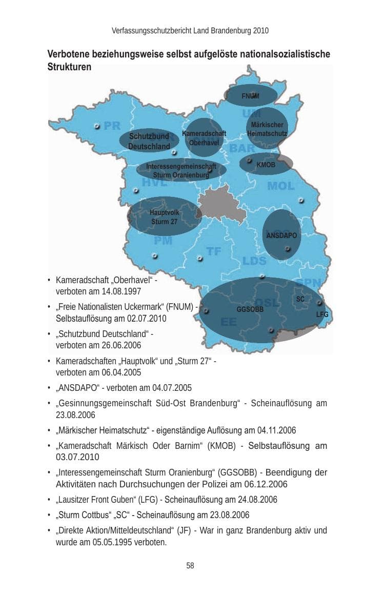 Seite 60 des Verfassungsschutzbericht 2010 Brandenburg