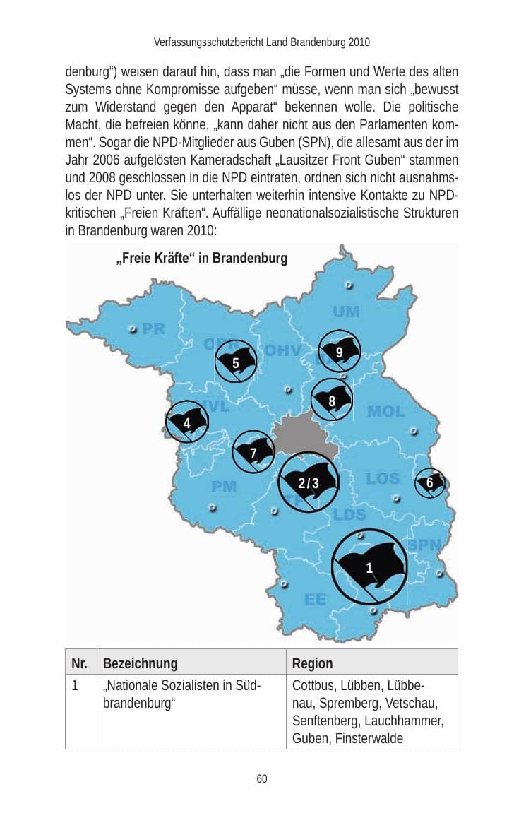 Seite 62 des Verfassungsschutzbericht 2010 Brandenburg