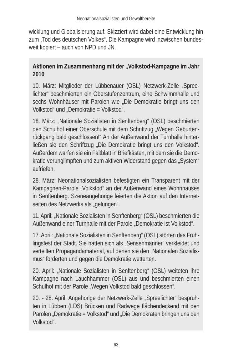Seite 65 des Verfassungsschutzbericht 2010 Brandenburg