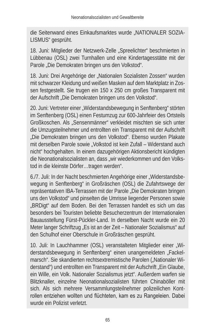 Seite 67 des Verfassungsschutzbericht 2010 Brandenburg