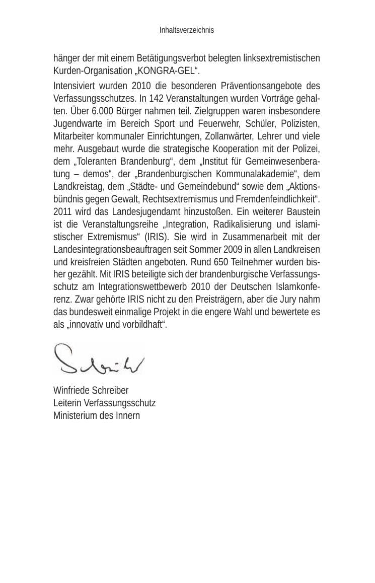 Seite 9 des Verfassungsschutzbericht 2010 Brandenburg