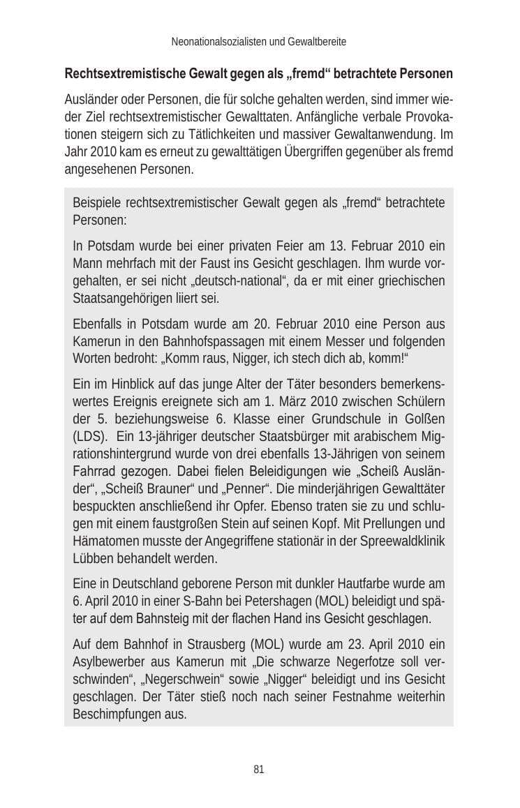 Seite 83 des Verfassungsschutzbericht 2010 Brandenburg