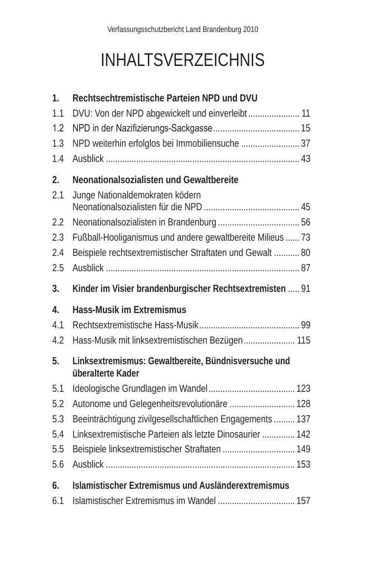 Seite 10 des Verfassungsschutzbericht 2010 Brandenburg