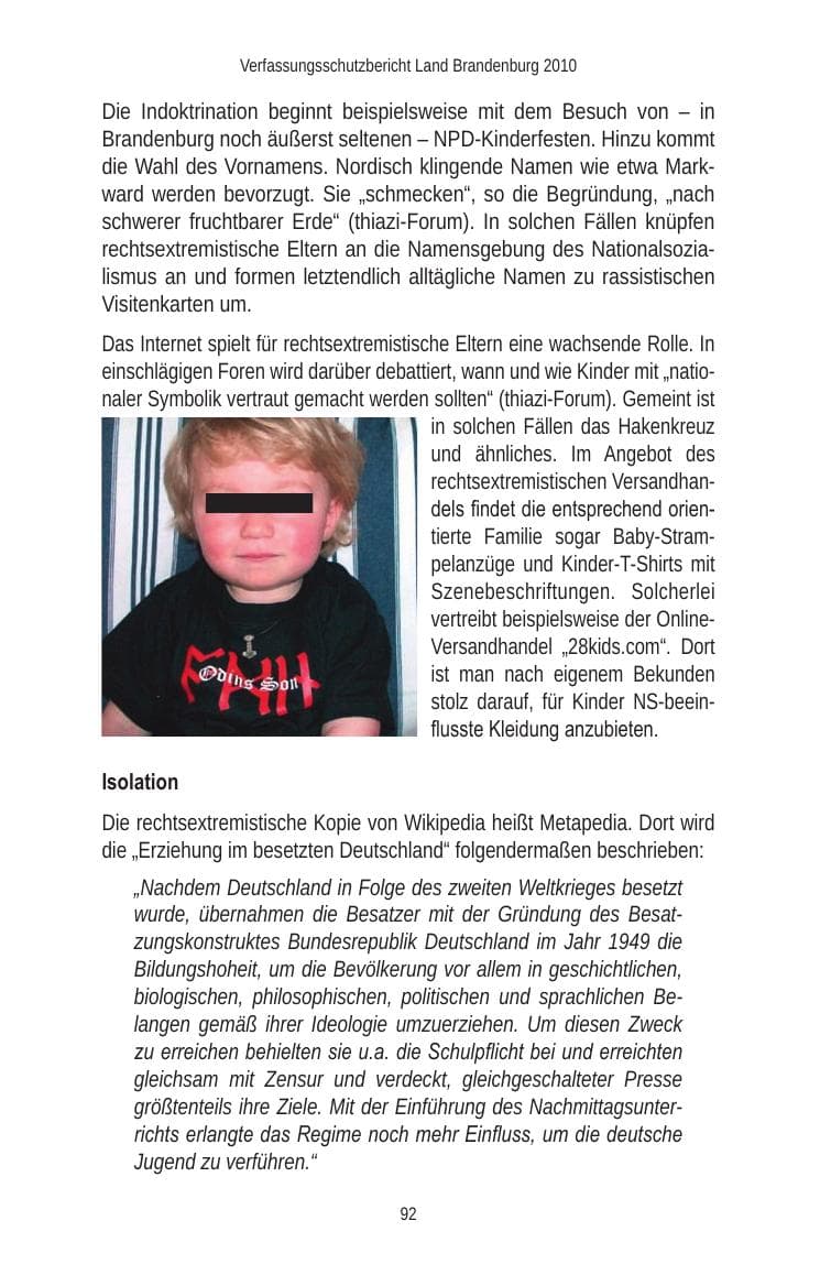 Seite 94 des Verfassungsschutzbericht 2010 Brandenburg