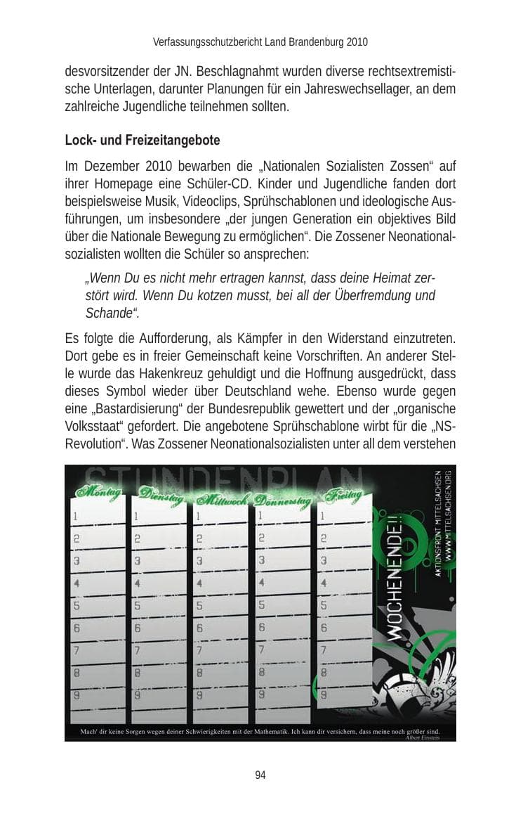 Seite 96 des Verfassungsschutzbericht 2010 Brandenburg