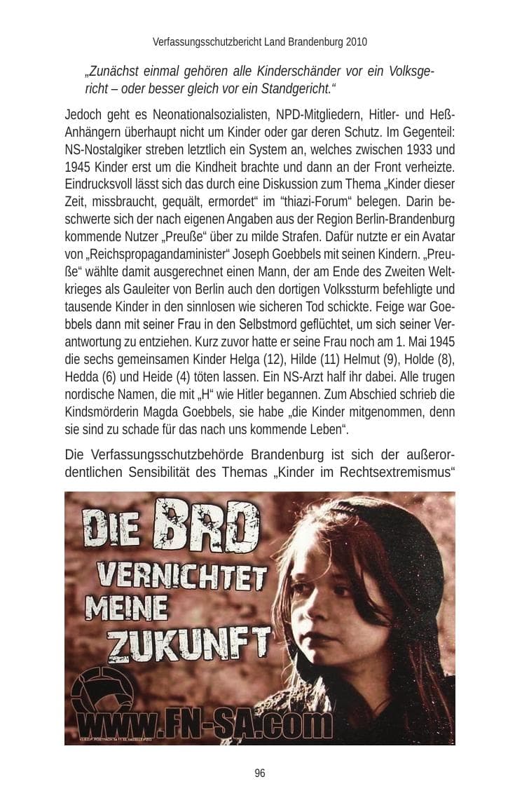 Seite 98 des Verfassungsschutzbericht 2010 Brandenburg