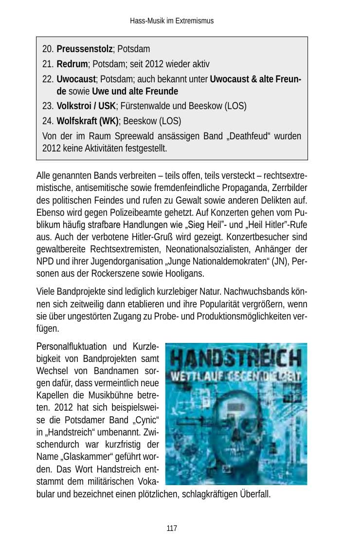Seite 117 des Verfassungsschutzbericht 2012 Brandenburg