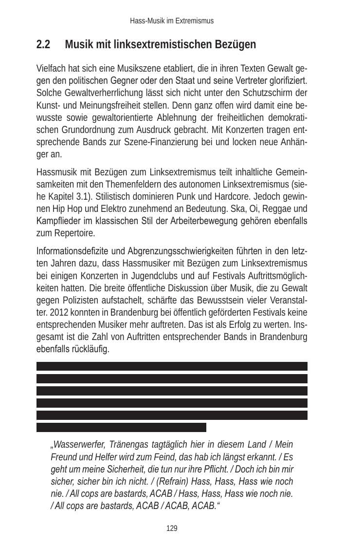 Seite 129 des Verfassungsschutzbericht 2012 Brandenburg