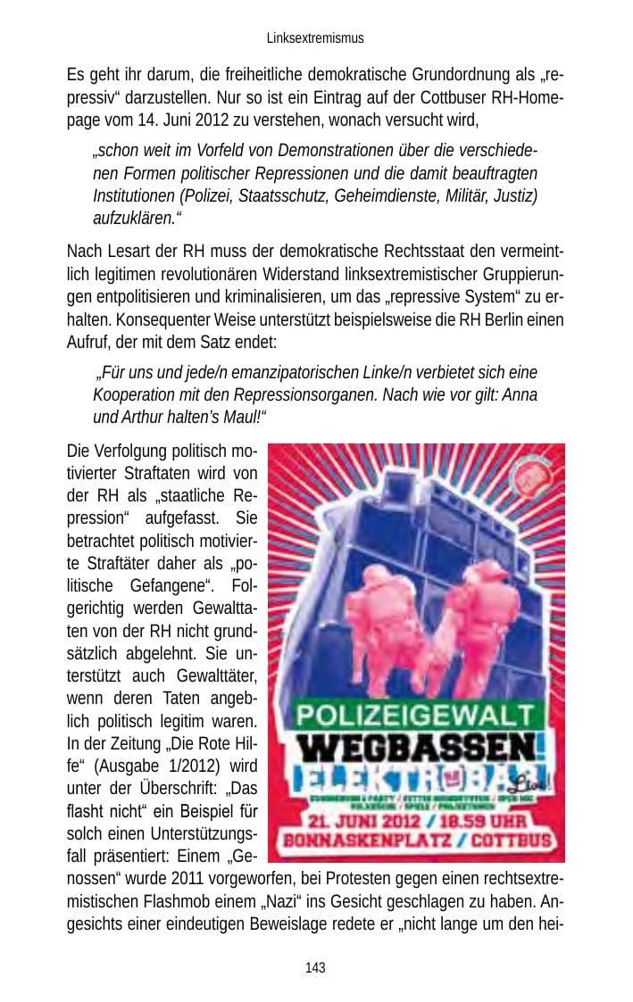 Seite 143 des Verfassungsschutzbericht 2012 Brandenburg