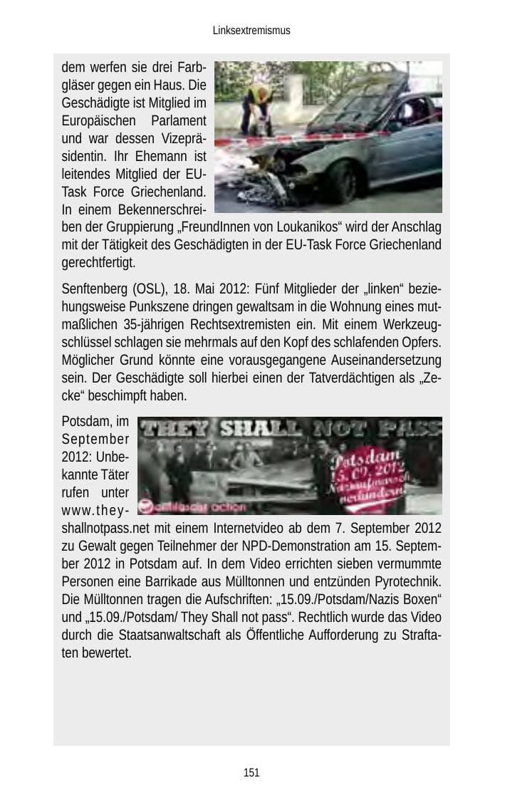 Seite 151 des Verfassungsschutzbericht 2012 Brandenburg