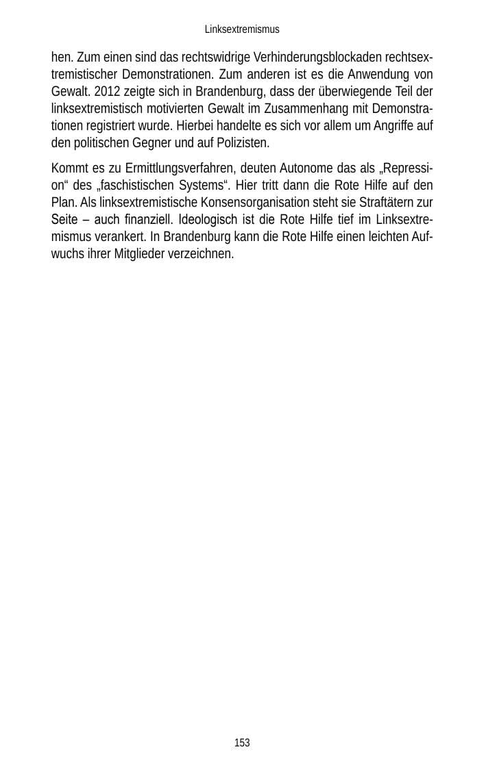 Seite 153 des Verfassungsschutzbericht 2012 Brandenburg
