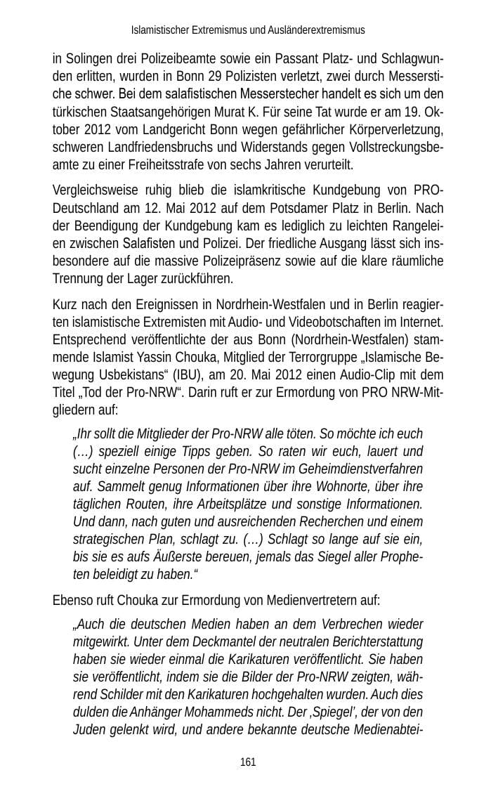 Seite 161 des Verfassungsschutzbericht 2012 Brandenburg