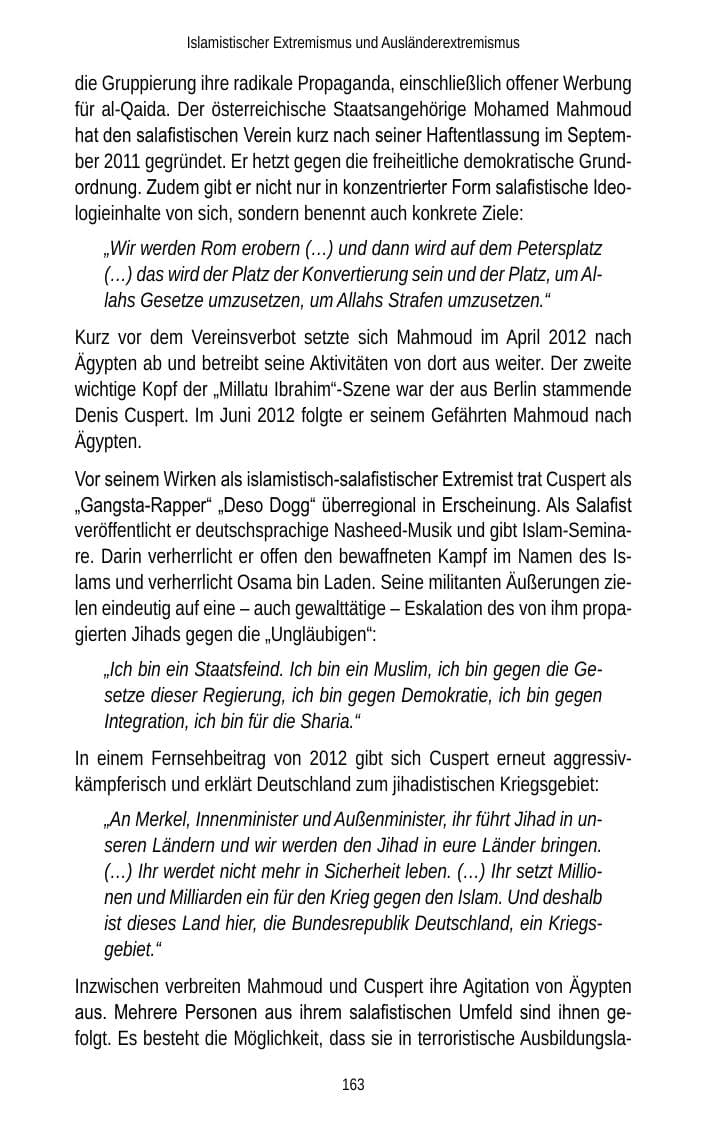 Seite 163 des Verfassungsschutzbericht 2012 Brandenburg