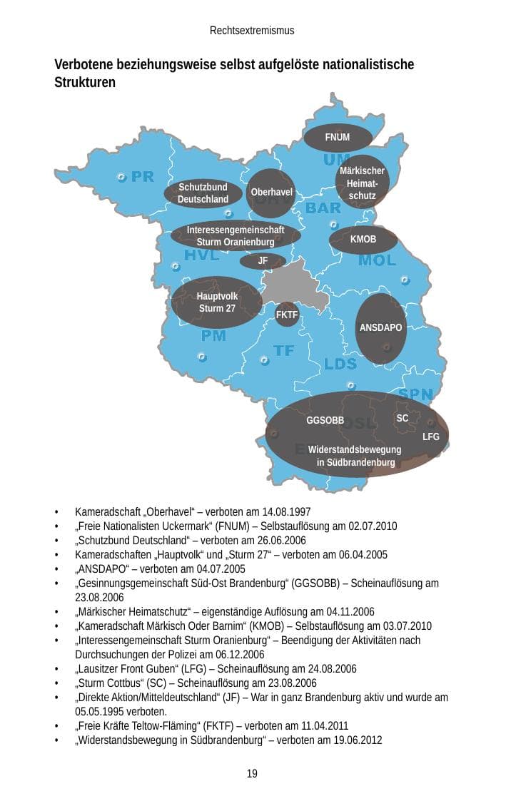 Seite 19 des Verfassungsschutzbericht 2012 Brandenburg