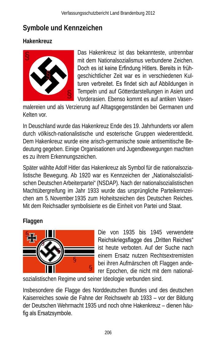 Seite 206 des Verfassungsschutzbericht 2012 Brandenburg