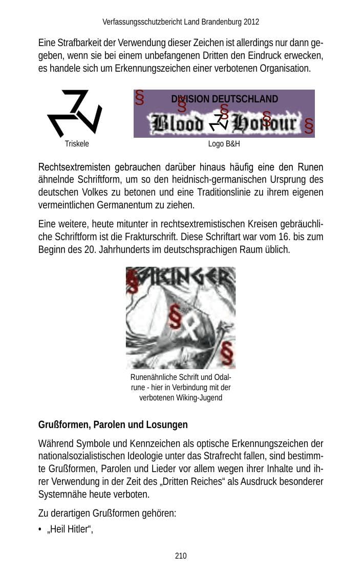 Seite 210 des Verfassungsschutzbericht 2012 Brandenburg
