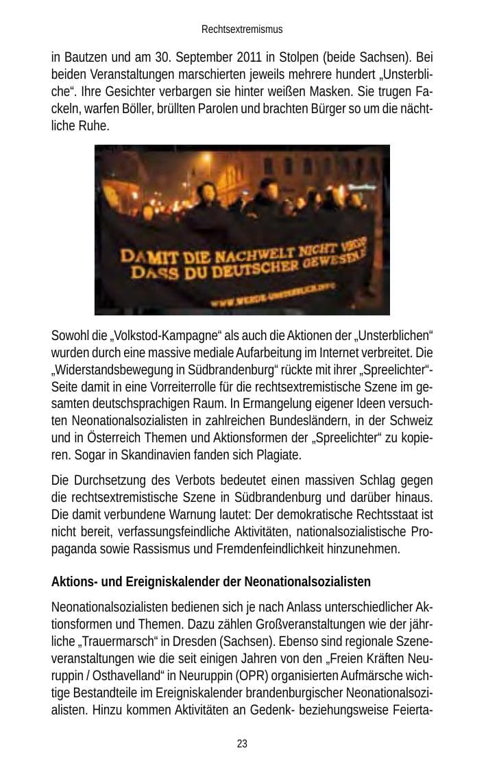Seite 23 des Verfassungsschutzbericht 2012 Brandenburg