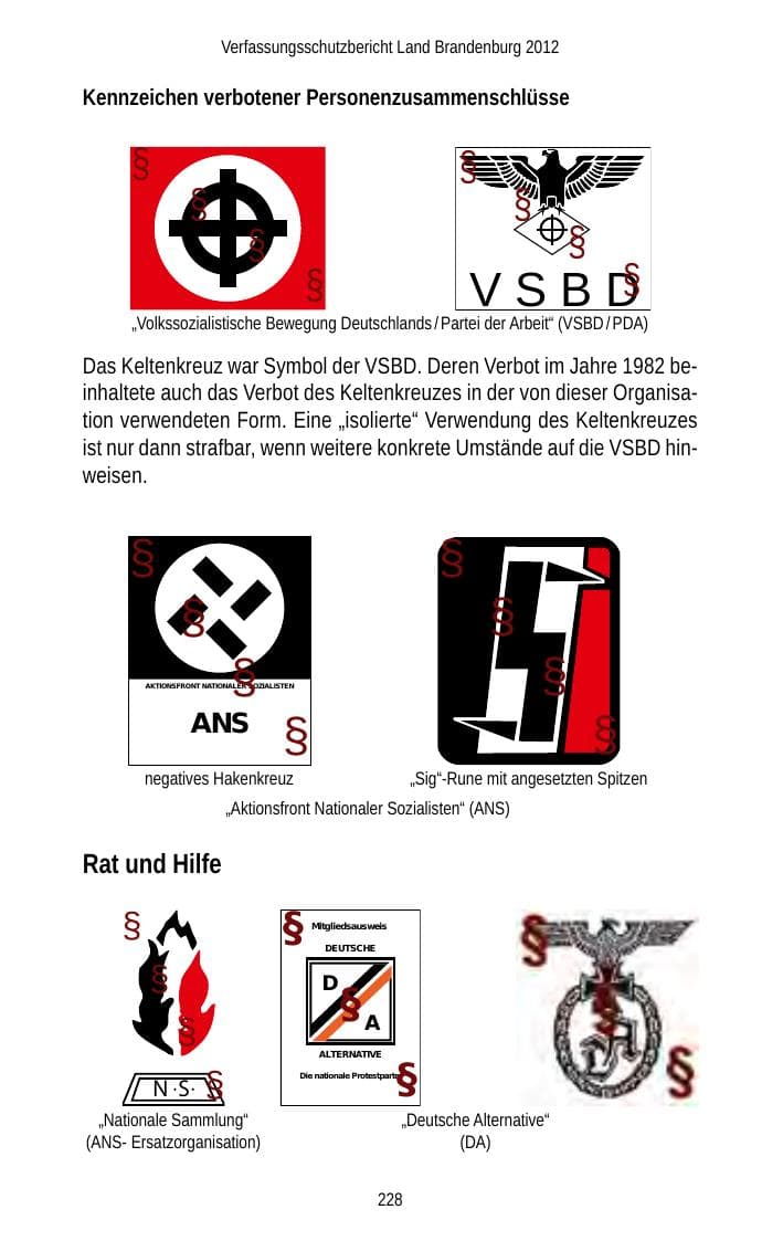 Seite 228 des Verfassungsschutzbericht 2012 Brandenburg