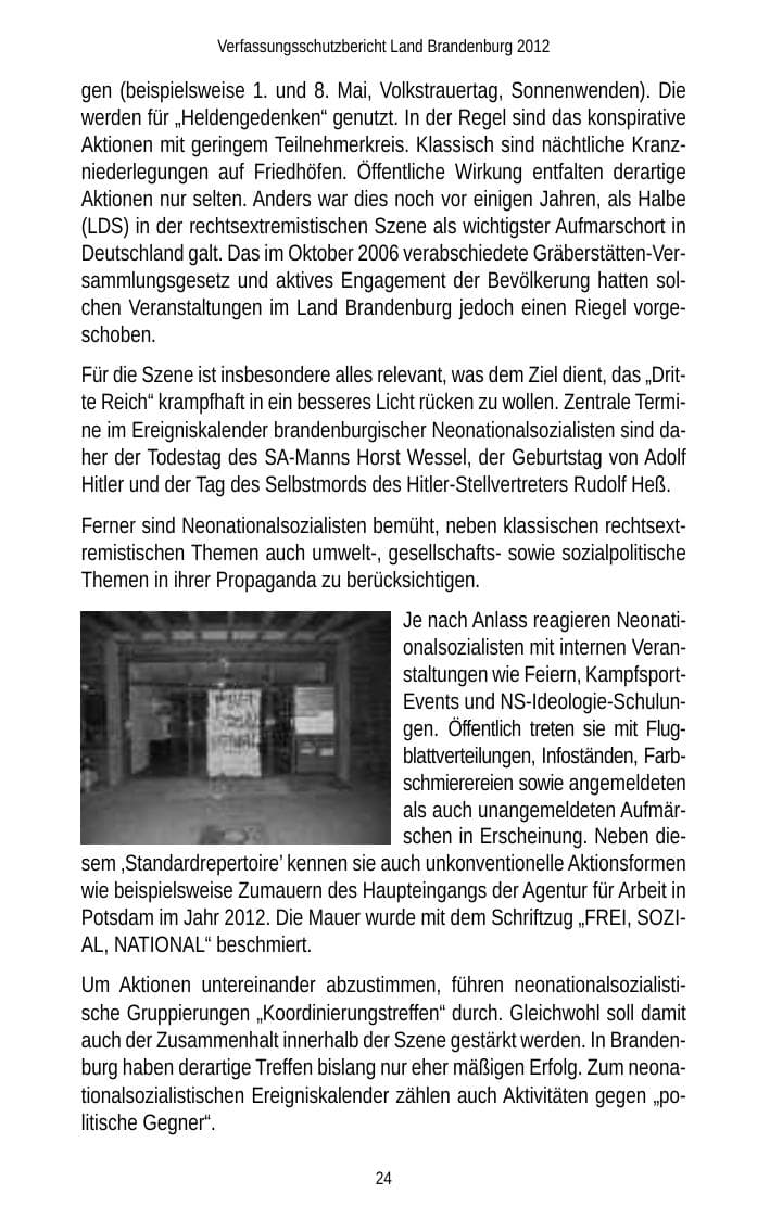 Seite 24 des Verfassungsschutzbericht 2012 Brandenburg