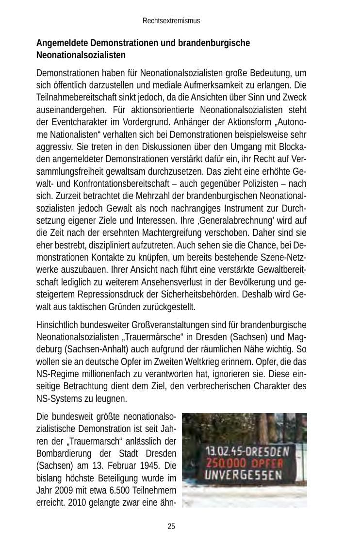 Seite 25 des Verfassungsschutzbericht 2012 Brandenburg