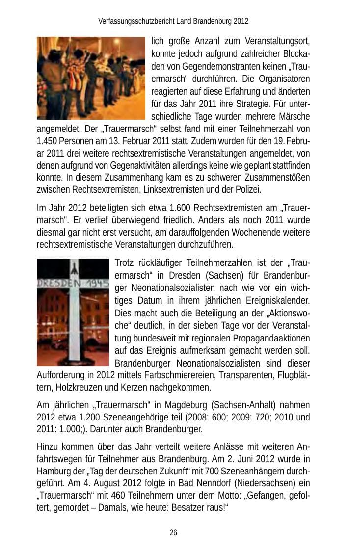 Seite 26 des Verfassungsschutzbericht 2012 Brandenburg
