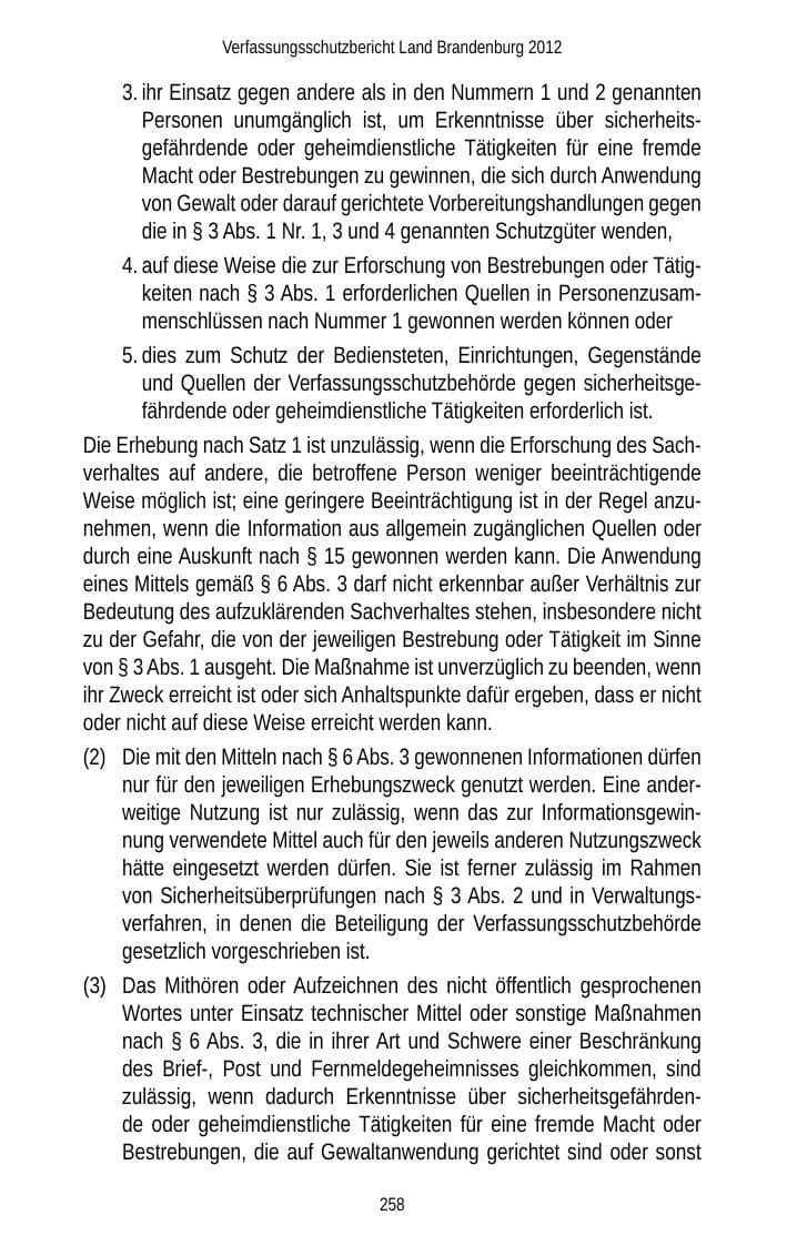 Seite 258 des Verfassungsschutzbericht 2012 Brandenburg