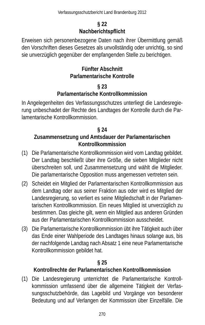 Seite 270 des Verfassungsschutzbericht 2012 Brandenburg