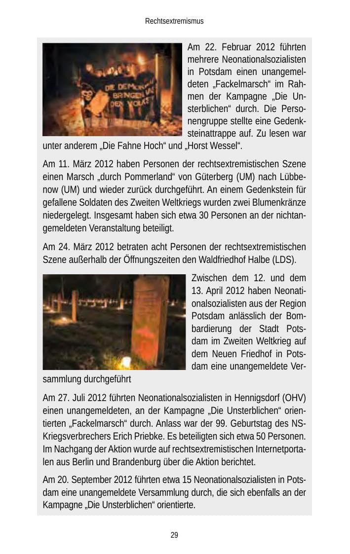Seite 29 des Verfassungsschutzbericht 2012 Brandenburg