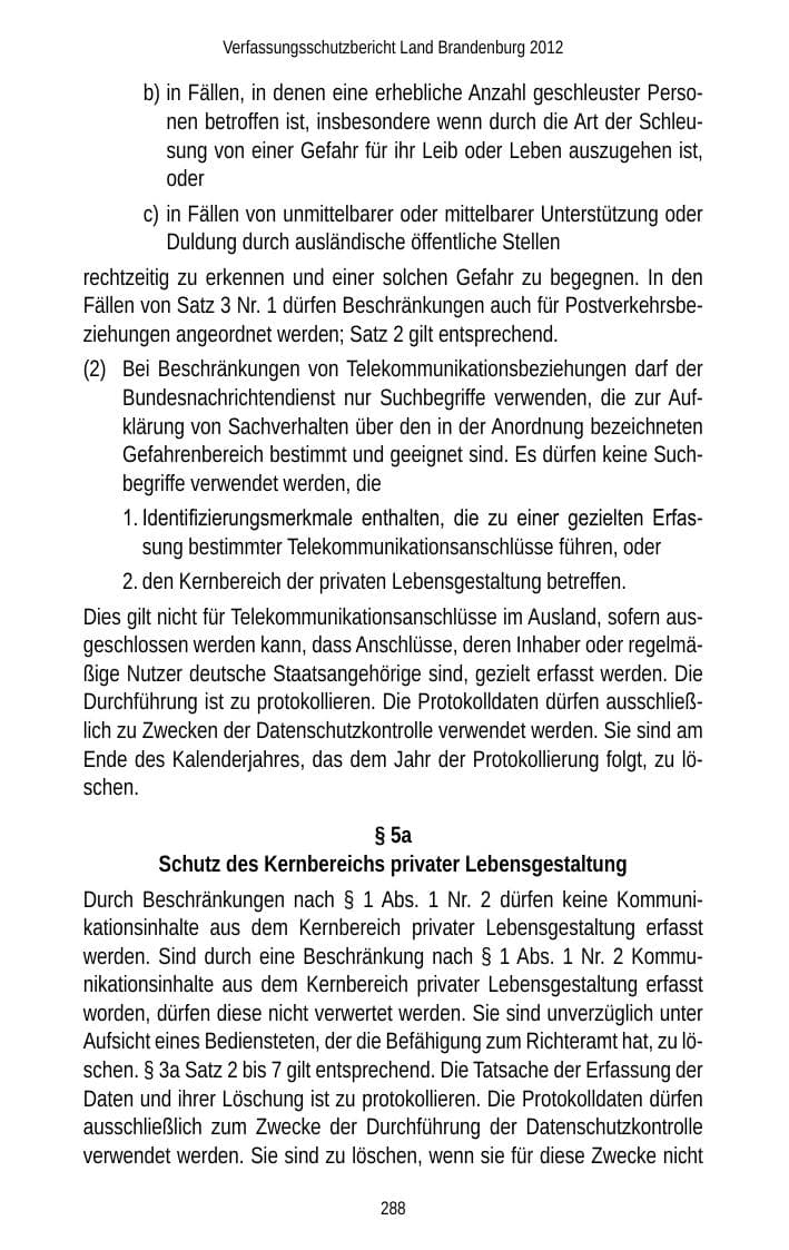 Seite 288 des Verfassungsschutzbericht 2012 Brandenburg