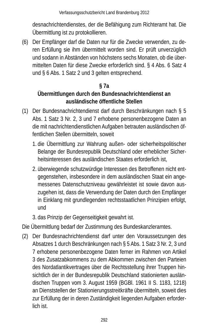Seite 292 des Verfassungsschutzbericht 2012 Brandenburg
