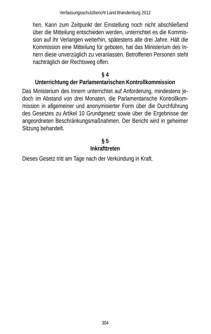 Seite 304 des Verfassungsschutzbericht 2012 Brandenburg