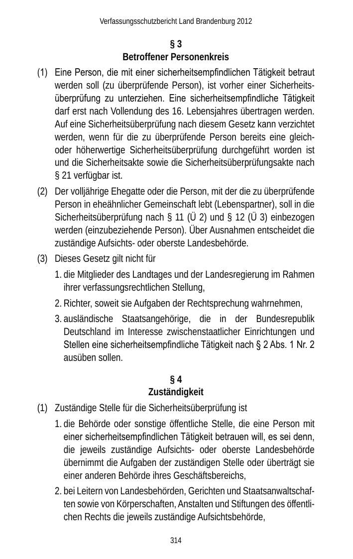 Seite 314 des Verfassungsschutzbericht 2012 Brandenburg