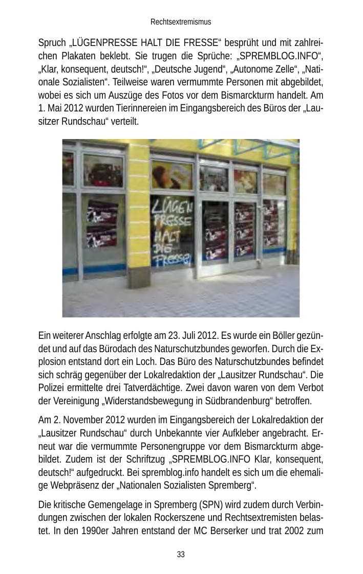 Seite 33 des Verfassungsschutzbericht 2012 Brandenburg
