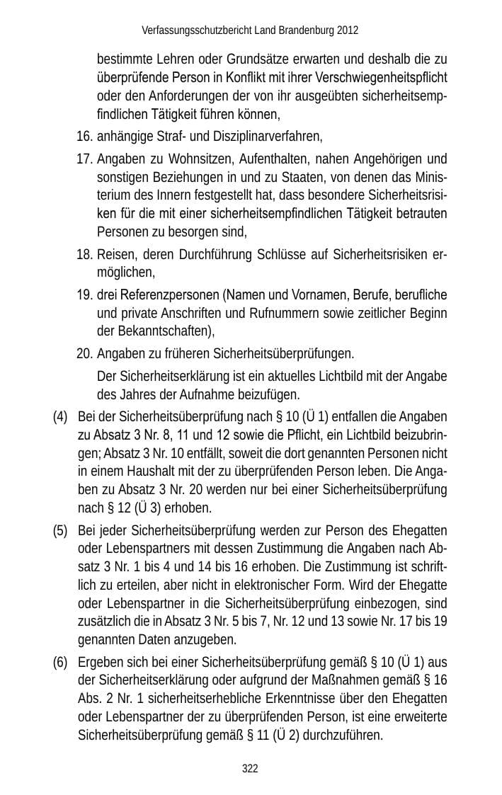 Seite 322 des Verfassungsschutzbericht 2012 Brandenburg